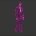 A Man in Dark Suit with White Shirt Brown Shoes Standing in Minimalist Gray Background