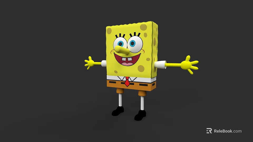 SpongeBob SquarePants Animated Character With Yellow Square Body And Big Blue Eyes 3d model 