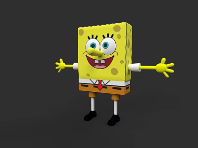 SpongeBob SquarePants Animated Character With Yellow Square Body And Big Blue Eyes 3d model