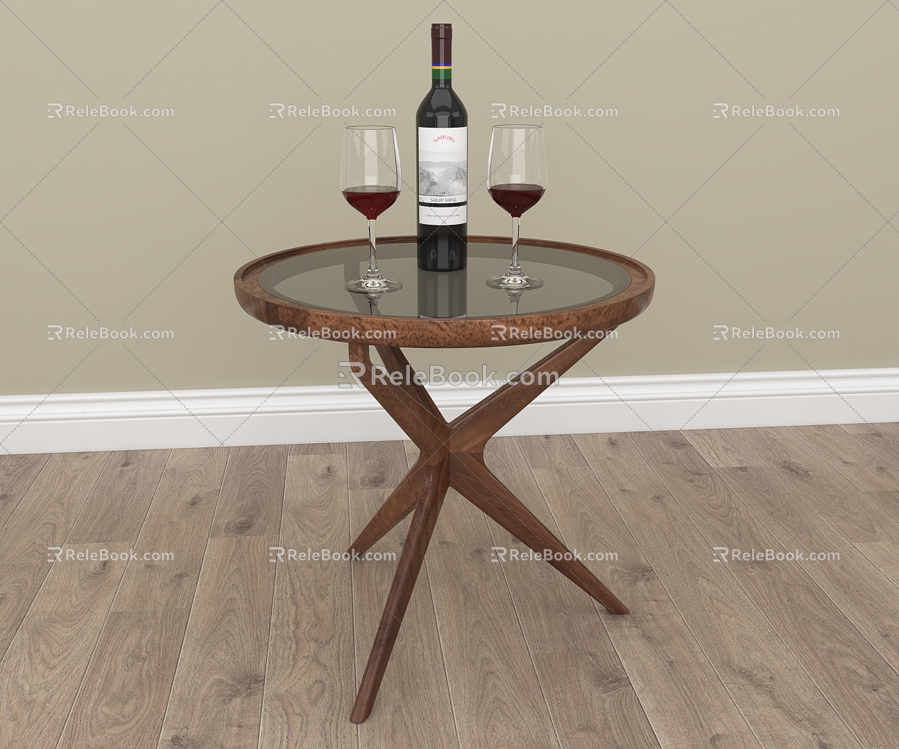 Solid Wood Coffee Table Living Room Balcony Italian Minimalist Small Round Table 3d model