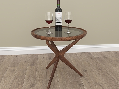 Solid Wood Coffee Table Living Room Balcony Italian Minimalist Small Round Table 3d model