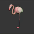 Elegant Pink Flamingo Standing On Dark Background With Soft Feathers And Reflection