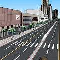 Urban Commercial Street With Modern Tall Buildings Bench And Zebra Crossing