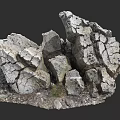 Rocky Micro Terrain With Natural Cracks Rough Texture And Small Vegetation 3d model