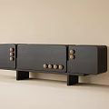 Modern Black TV Stand With Round Knobs And Sleek Sturdy Design 3d model