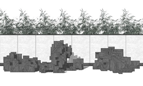 Modern fence rockery schist fence 3d model