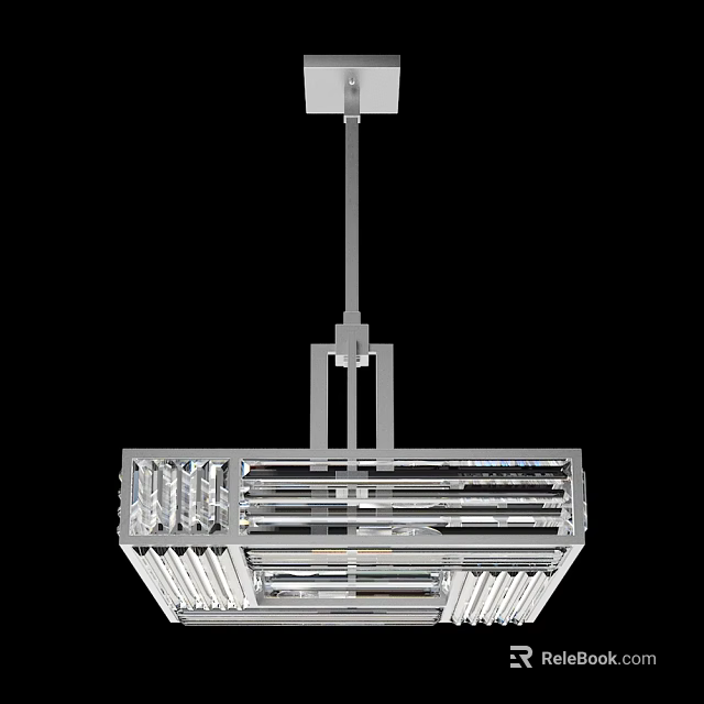 Modern Crystal Chandelier With Sleek Metal Frame And Striped Crystal Elements For Home Decor 3d model 