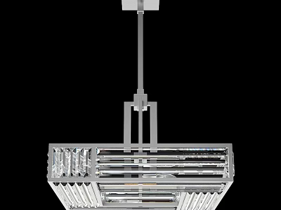 Modern Crystal Chandelier With Sleek Metal Frame And Striped Crystal Elements For Home Decor 3d model
