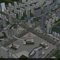 Aerial Urban Planning View with High Rise Buildings Roads and Plazas Modern City Design Layout
