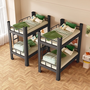 Upper and lower bunk bed iron bed high and low bed student dormitory bed staff dormitory iron bed 3d model