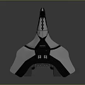 Futuristic Cosmic Spaceship Design with Black and White Color Scheme and Purple Propulsion Thrusters