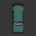Turquoise Vintage SUV Exterior With Shiny Body And Reflective Surface On Dark Background