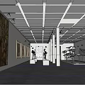 Modern Book Art Exhibition Space With Paintings Sculptures White Walls And Lighting