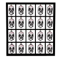 Multiple Decorative Chandeliers Arranged In Grid With Black Frame And White Black Design