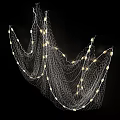 Elegant Decorative Chandelier With Metal Mesh And Small Yellow Lights In Flowy Net Like Structure