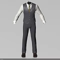 Men's Formal Business Attire With White Shirt Dark Vest Pants And Tie