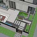 Modern Garden Landscape Design with Courtyard Greenery Stone Pathways and Seating Area