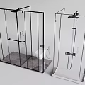 Modern Shower Head With Glass Enclosure And Black White Frame In Bathroom Design