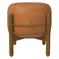 Stylish Brown Leather Ottoman With Wooden Legs And Metal Straps