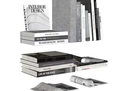 Stacked Interior Design Books and Lifestyle Magazines for Home Decor Collection 3d model