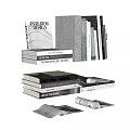 Stacked Interior Design Books and Lifestyle Magazines for Home Decor Collection