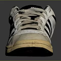 Vintage White Athletic Shoes With Black Stripes Beige Laces And Cream Sole