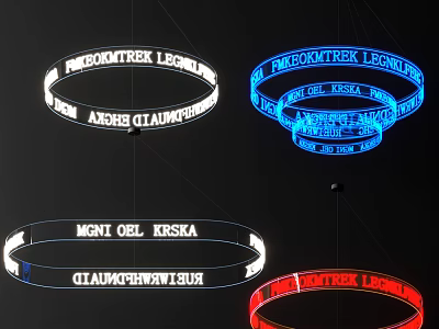 Circular LED Decorative Lights with Colorful Illuminated Text for Modern Interior Spaces 3d model