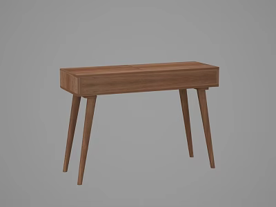 Modern Wooden Dressing Table With Simple Design Walnut Finish And Slender Legs 3d model