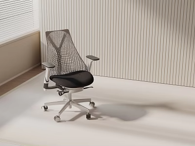 Modern Black Mesh Office Chair With Adjustable Armrests And Rolling Wheels 3d model