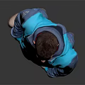 Man Standing On Gray Background With Blue Jacket Red Inner Shirt And Blue Jeans