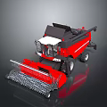 Red Combine Harvester Agricultural Machinery With Front Cutting Platform Black Top And Wheels