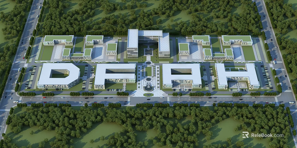 Modern Industrial Plant Complex Layout With Multiple Buildings And Green Surroundings 3d model 