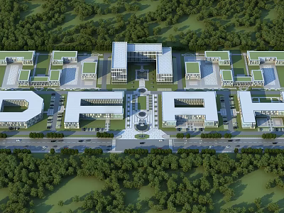 Modern Industrial Plant Complex Layout With Multiple Buildings And Green Surroundings 3d model