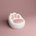 Cat Paw Shaped White Lazy Sofa With Pink Cushion On Pink Background