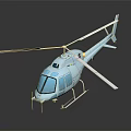 Detailed Light Blue Helicopter Model With Rotors Landing Gear On Reflective Surface