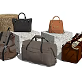 Assorted Fashionable Bags Featuring Leather Handbags Backpack Woven Duffel In Gray Brown Tan