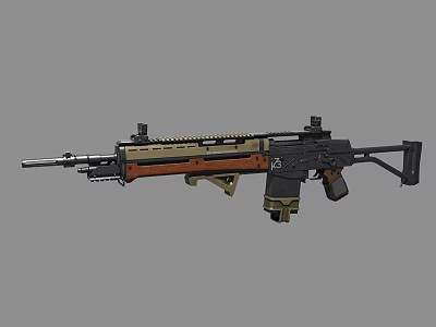 Black And Tan Tactical Rifle With Scope Magazine Barrel And Ergonomic Stock 3d model