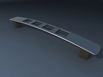 Modern Metal Furniture Handle With Long Strip Design Square Holes And Brown Support Feet 3d model