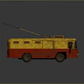 Vintage Yellow Red Crane Truck With LOAD Sign Reflective Surface And Crane Arm