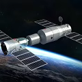 Space Station With Connected Modules And Solar Panels Orbiting Earth In Space 3d model