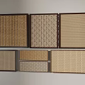 Various Woven Textured Wall Decor Panels with Dark Wooden Frames