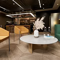 Modern Cafe Interior Design With Dining Table Chairs Pendant Lights Bar Counter And Wall Decorations