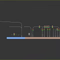Traffic Facility Model With Blue Pink Platforms And Traffic Lights Railings