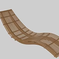 Wooden Lounge Chair With Curved Slatted Structure Modern Design For Outdoor Relaxation