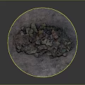Natural Wood and Stone Mixed Decorative Round Surface with Textured Elements and Earthy Tones