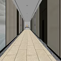 Modern Elevator Hallway With Light Colored Floor Tiles And Gray Black Walls 3d model