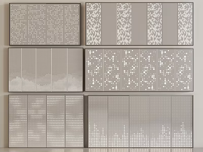 Perforated Metal Panels With Assorted Hole Patterns And Modern Decorative Designs 3d model