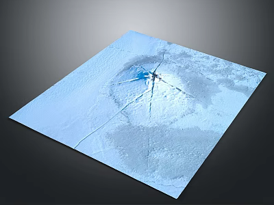 Snow Covered Glacier Terrain With Cracks And Smooth Ice Surface Textures 3d model