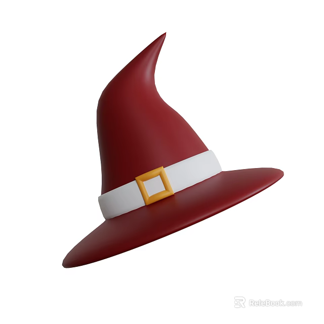 Decorative Ornament Display Set With Red Wizard Hat White Band And Yellow Square Buckle 3d model 