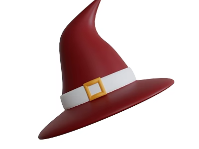 Decorative Ornament Display Set With Red Wizard Hat White Band And Yellow Square Buckle 3d model